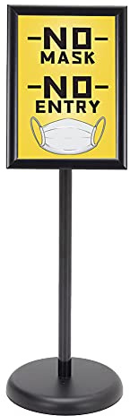 A4 Poster Display Stand Adjustable Poster Stand Menu Standing Replaceable Advertisement Rack Floor Poster Display Stands with Stable Round Base for Commercial/Wedding/Show (Black)