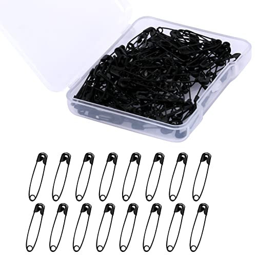 AIEX 120 Stück Sicherheitsnadeln, 19mm Mini Sicherheitsnadeln für Kleidung Metall Sicherheitsnadel für Kleidung Nähen Basteln Schmuckherstellung (Schwarz)