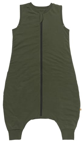 schlummersack Sacco nanna con piedi, tutto l'anno, 2,5 Tog, 90 cm, colore verde oliva, sacco nanna per bambini con gambe per una statura di 90-100 cm, piedi per tutto l'anno, 2,5 Tog