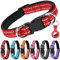 AUAUY Reflektierend Halsband Hund, Verstellbares Atmungsaktives Hundehalsband, Weich Gepolstertes Neopren Nylon Hunde Halsband mit AirTag-Hülle Doppel-D-Ring für Kleine Mittel Große Hunde(Rot-S)