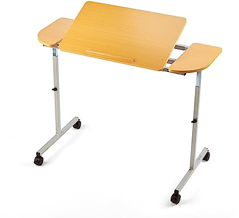 Breeze Mobility Tilting Over Bed & Chair Table, Height & Width Adjustable with Lockable Castors