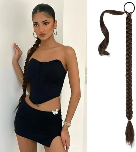 RPAEOY Coda di Cavallo Treccia Sintetica con Elastico Extension Capelli Lunghi Intrecciati Posticcio per Acconciature Eleganti