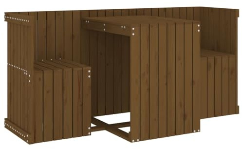 vidaXL Juego de Balcón 2 Plazas, Mesa Sillas de Comedor, Muebles de Listones, Asientos para Jardín Patio Terraza, Madera Maciza de Pino Marrón Miel