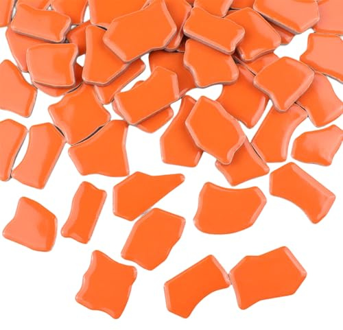Piastrelle per mosaico irregolari in ceramica, 500 g, 2-4 cm, pietre per mosaico fai da te, artigianato, hobby, arte, decorazione da parete della casa (Tangerine)