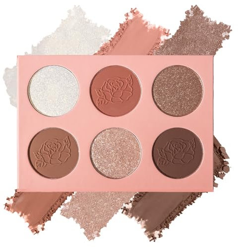 Prreal Satin Contour Blush Highlighter Palette, 6 Colors, Natural Shimmer Facial Bronzers, Long-Lasting 3 in 1 Makeup Palette, #02