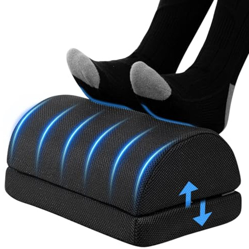 Todeco Fußstütze Unter Dem Schreibtisch, Höhenverstellbare Fußablage, Ergonomisches Fußstützenkissen mit Flauschfaser Fußtasche, Homeoffice Büro Zubehör Fußhocker Footrest (Schwarz)