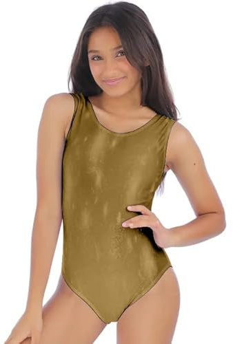 R&N FASHIONS Body pour filles et enfants, pour l'école, le sport, la danse, la gymnastique, le ballet, sans manches, effet métallisé, effet mouillé, brillant, pour les fêtes, la discothèque ou la