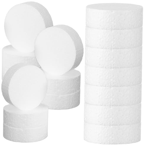IWOWHERO 24pcs Craft Foam Circles Round Foam Discs Extra Firm Cake Balls Decorations for Decorations