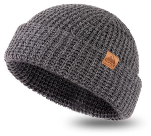 PolarWool L/XL/XXL merino ull våffelstickad troyer mössa klocka mössa dubbla lager 2 stilar varm vinter stickad mössa män kvinnor, GRÅ, M-L