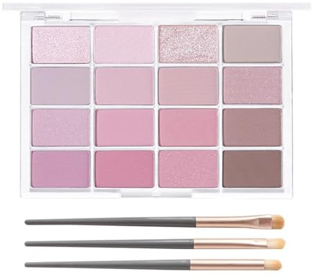 Palette de fards à paupières rose, 16 couleurs pêche mat et scintillant, kit de maquillage pour les yeux rose fumé, hautement pigmentée, formule imperméable et longue durée