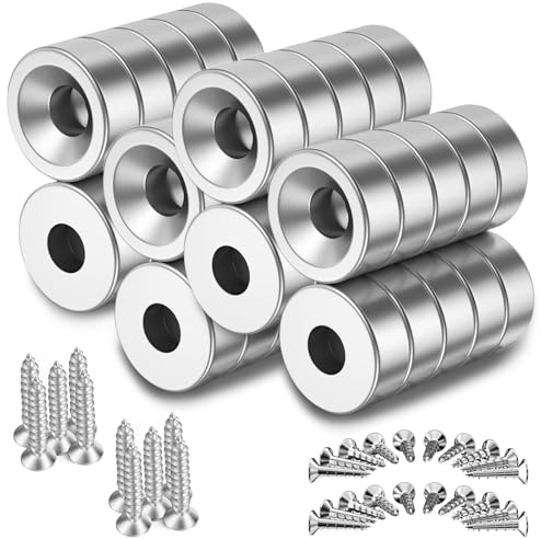 40 Pack Neodymmagneter Extra Starka, 8 X 3 mm Multifunktionellt FöRsäNkt Huvud, Rund Magne, Krukmagnet Med Skruvar, Med Skruvar FöR Magnettavla, KylskåP, MagnetbräDa, KöK, Kontor