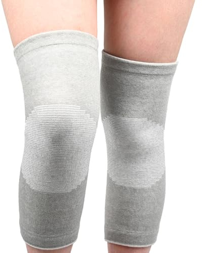 Generico Onepress Ginocchiera Bamboo, Ginocchiera in Bambù, Supporto Elastico Traspirante per Ginocchio, Compressione Ergonomica e Comfort Prolungato, Ideale per Sport (Grigio, L)