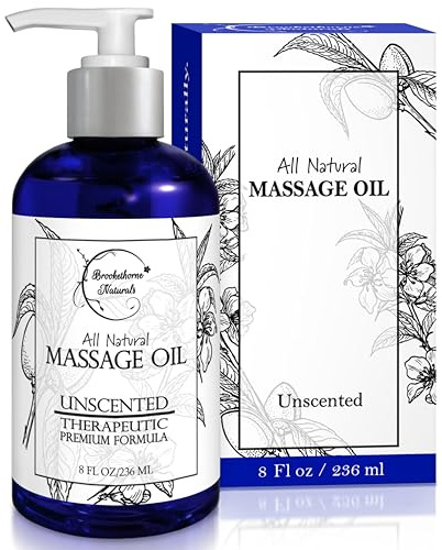 Unscented Massage Oil for Massage Therapy – 100% Natural Body Oil with Sweet Almond, Grapeseed & Jojoba for Premium Glide – Pure Carrier Blend for Aromatherapy – Brookethorne Naturals