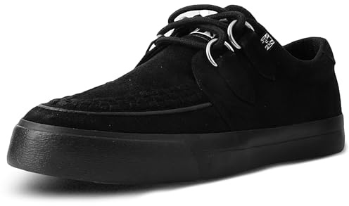 T.U.K. Vegan Creeper Sneaker - Chaussures pour Hommes et Femmes - Couleur Black Vegan Suede - Chaussures à Lacets en Cuir et Daim de Style Puck, Goth et Rocker - Taille 42