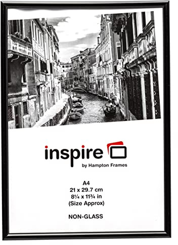 Hampton Frames, Backloader Poster Certificate Photo Frame BLR2130BLK, A4 21x30cm, Black, Acrylicglass | Easy Back Loading | Wall or Tabletop Display | Modern Décor for Home or Office