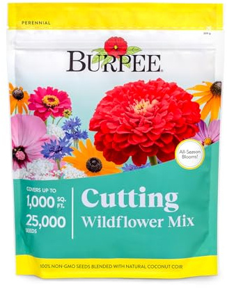 Burpee Wildflower Seeds Cutting Mix | 25,000 Bulk Seeds, Multi, 1 Bag | 15 Varieties of Non-GMO Flowers | Perennial Wildflower Mix | Covers 1,000 Sq. Ft.