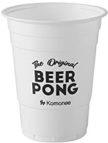Komonee Beer Pong 16oz 500ml Wide Rimmed American White Party Cups 48pcs USA Adult Drinking Game Re-usable Novelty Plastic Drink Strong Glass