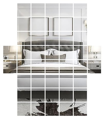 DRERIO 50 Piezas Espejo Azulejos Cuadrado Acrílico Autoadhesivo Espejo Pequeño Pequeño Mosaico Azulejos para Manualidades Decoración Bricolaje Proyectos Accesorios (5 x 5cm)