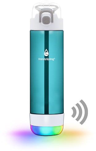 HANDYSPRING - Smart Water Bottle with Reminder To Drink Water, Lights And Sound, Water Intake Tracker, Rechargeable, Tritan Plastic w/Straw, Gifts For Women, Men, Mom, Dad, Her, Him 26 Oz (GREEN)
