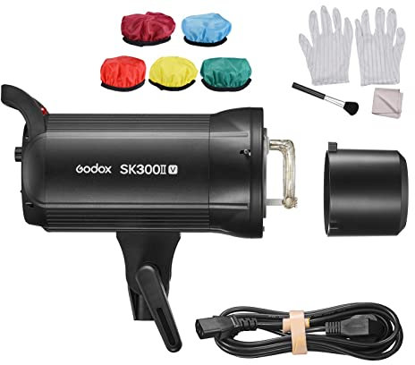 Godox SK300II-V Potencia de Flash de Estudio Mejorada 300W GN58 5600±200K Flash Incorporado 2.4G X inalámbrico con luz de Ajuste LED Cubierta de lámpara con Soporte Bowens