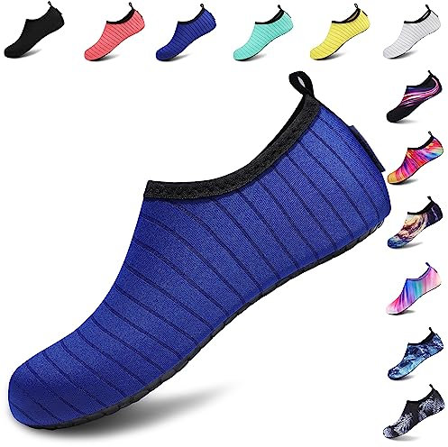 VIFUUR Femmes Chaussures d'eau Hommes, Pieds Nus Eau sèche Natation Yoga Chaussures de Plein air Snorkeling Plage Surf Bleu 36/37EU
