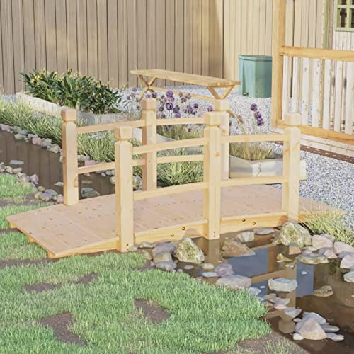 Rantry Pont de jardin avec rampes en bois de sapin 150 x 67 x 56 cm Type 4 ponts de jardin