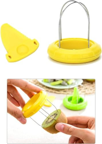 Pelapatate giallo per kiwi, facile da afferrare, in acciaio inox, 2 in 1, per kiwi e kiwi, per kiwi, drago, ecc., grattugie, pelapatate e affettatrici