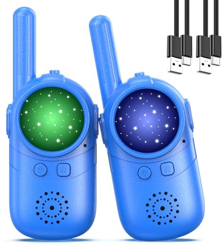 Inspireyes Walkie Talkies für Kinder, Spielzeug für Kleinkinder, 2er-Pack Geburtstagsgeschenke für Jungen von 3 bis 8 Jahren, Indoor- und Outdoor-Spiele, Blau+Blau