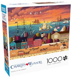 Buffalo Games – Charles Wysocki Hoopla at The Harbor 1000 Piece Jigsaw Puzzle for Adults, Classic Nautical Americana Scene, Made in USA