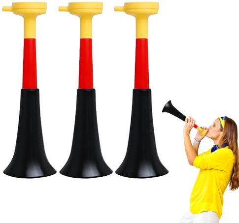 Riisoyu 3 Pcs Kunststoff Vuvuzela Trompeten, Sehr Lautes Tröte Klappbare Hörner für Fan Zuschauer Fußballspiel Stadion Sportfeiern