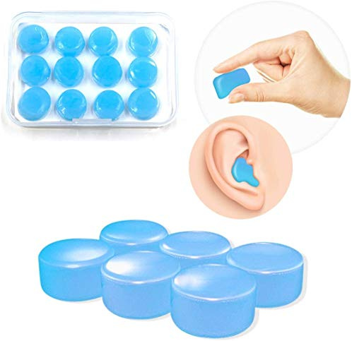 Silicone Ear Plugs, Soft Reusable Moldable Waterproof Noise Cancelling EarPlugs for Swimming, Sleeping, Shooting, Airplanes, Concerts, Mowing - 6 Pairs