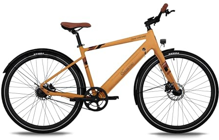SachsenRAD Allrounder Urban Trekking E-Bike C3T - Bicicleta eléctrica con accionamiento por correa y sensor de par de torsión, 28 pulgadas, 18 kg, ultraligera, para hombre y mujer (amarillo)