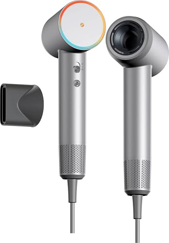 Ströme Super Silencer Air – 1600 W Borstlös Hårfön i ABS-plast, Silver, LED-värmereglering, Tyst Drift (50–65 dB), 5 Värmelägen, 2 Hastigheter, Magnetiskt Munstycke