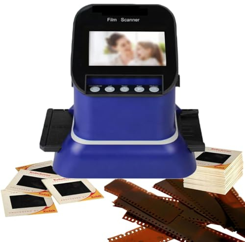 Digital Film and Slide Scanner, Converts 35mm Negatives and Slides to JPEG, 22 Megapixels, Includes 8GB Memory Card, for Family Trips and Memories
