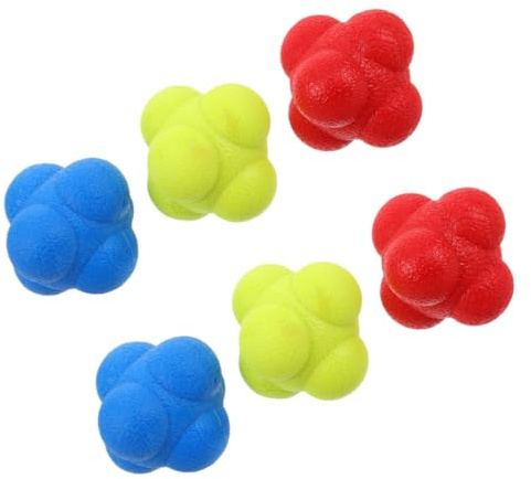 Healeved Balones de Reacción Hexagonales 6 Pcs 55 CM para Entrenamiento de Agilidad y Coordinación Ojo-Mano Balones de Velocidad Multicolor Rojo Amarillo y Azul para Fitness y Juegos