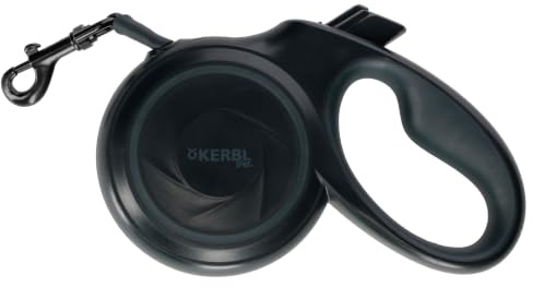 Kerbl Pet Rullkoppel, Hundkoppel, Antracit, 5 M, För Hundar Upp Till 30 Kg, Långt Flexikoppel, Ergonomiskt Handtag, Upprullningsmekanism, Reflekterande Rem