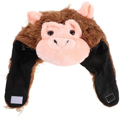 WESIEVYA Cappello da scimmia di peluche per bambini - Copricapo di peluche a forma di animale dei cartoni animati - Simpatico accessorio per costume da scimmia per travestimenti e feste di Halloween