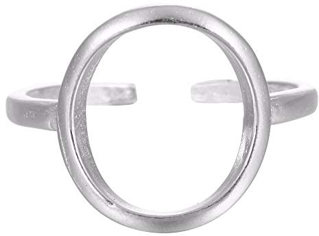 QIANDI Minimalist Jewelry 925 Silver Round Circle Open Knuckle Ring for Women Girl