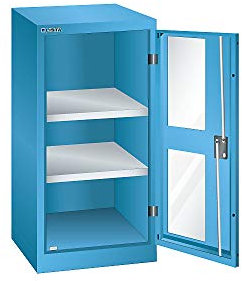 LISTA | Armoire à Portes battantes avec 2 tablettes | Largeur 500 mm | avec vitre | Bleu Clair