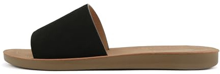 Soda Shoes Efron-S Women Flip Flops Basic Plain Slippers Slip On Sandals Slides Casual Peep Toe Beach (Black, 6.5)