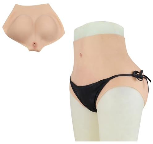 XSWL Realistic Silicone Fake Vagina Panties with Catheter,Sexy Fake Pussy Triangle Pants,Men's Hiding Gaff,Hip Enhancer for Drag Queen Transgender Shemale Crossdressers
