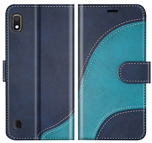 BoxTii Hülle für Galaxy A10 / Galaxy M10, Leder Handyhülle für Samsung Galaxy A10 / Galaxy M10, Ledertasche Klapphülle Schutzhülle mit Kartenfächer und Magnetverschluss, Blau