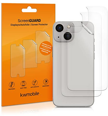 kwmobile 3X Schutzfolie Rückseite kompatibel mit Apple iPhone 13 mini - Folie Backcover Smartphone - Handyfolie transparent