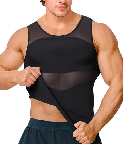 KUMAYES Camisa de compresión Hombre Camiseta Reductora Invisible Faja Reductora elástica para Abdomen Body Shaper