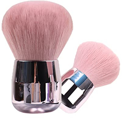 YAFIYGI Loose Powder Brush Large Pink Powder Foundation Brush Flat Arched Perfect For Blending Liquid,Concealer, Powder,Buffing and Flawless Cream