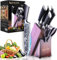 HOABLORN Profi Messerblock Messer Set Profi Küchenmesser mit Holzblock Kochmesser Set mit Messerhalter aus Holz Gut für Zuhause Koch Hochzeit Einzugsgeschenk