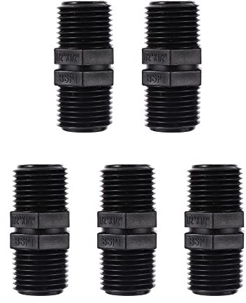 FOGWOWO 5 Pezzi Maschio 1/2 x 1/2 BSP Connettori per Sistema di Irrigazione,Acqua Adattatore Raccordi per Tubi da Giardino