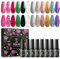 ROSALIND Semi-permanenter Nagellack, Farbe der Pailletten, Gel-Lack, Schwarz, Weiß, Rosa, Violett, Grün, Blau, Gold, Silber, 5 ml, Nagellack, UV LED, Maniküre, Nail Art, Set 12 Stück