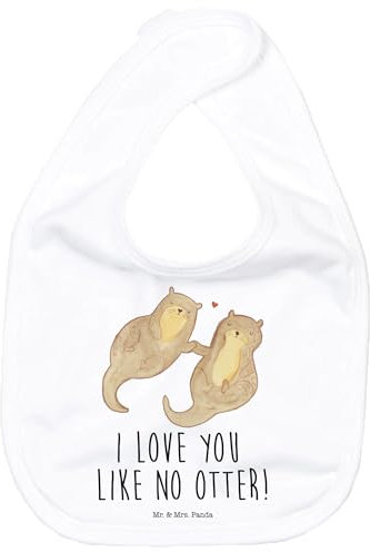 Mr. & Mrs. Panda Organic Babylätzchen Otter Hände halten - Geschenk, Babylätzchen Aus Baumwolle, Babylätzchen Bio Baumwolle, Baby Lätzchen,