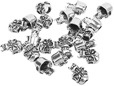 20PCS Beard Beads Hair Tube Beads Pirate Skull Dreadlocks Beads Hair Jewelry Beard Beads Accessories for Women Men